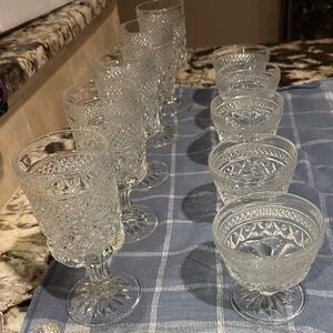 Anchor Hocking Wexford pattern clear glass stemware